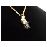 .925 Sterling Silver Alexandrite Crystal Vermeil Pendant Necklace