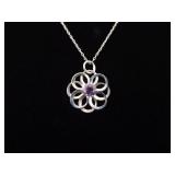 .925 Sterling Silver Amethyst Flower Pendant Necklace