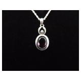 .925 Sterling Silver Garnet Lady Form Pendant Necklace