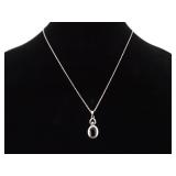 .925 Sterling Silver Garnet Lady Form Pendant Necklace