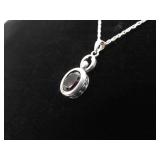 .925 Sterling Silver Garnet Lady Form Pendant Necklace