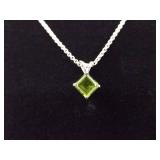 .925 Sterling Silver Peridot Pendant Necklace