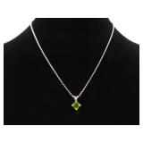 .925 Sterling Silver Peridot Pendant Necklace