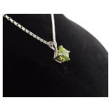 .925 Sterling Silver Peridot Pendant Necklace