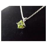 .925 Sterling Silver Peridot Pendant Necklace