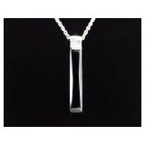 .925 Sterling Silver Obsidian Bar Pendant Necklace