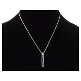 .925 Sterling Silver Obsidian Bar Pendant Necklace