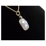 .925 Sterling Silver Moonstone Vermeil Pendant Necklace