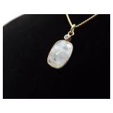 .925 Sterling Silver Moonstone Vermeil Pendant Necklace