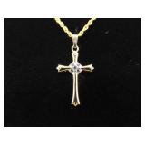 .925 Sterling Silver Vermeil Cross Pendant Necklace