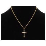 .925 Sterling Silver Vermeil Cross Pendant Necklace