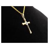 .925 Sterling Silver Vermeil Cross Pendant Necklace