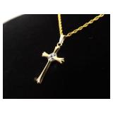 .925 Sterling Silver Vermeil Cross Pendant Necklace