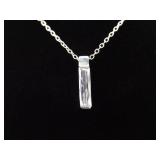 .925 Sterling Silver Crystal Bar Pendant Necklace