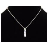 .925 Sterling Silver Crystal Bar Pendant Necklace