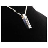 .925 Sterling Silver Crystal Bar Pendant Necklace