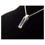 .925 Sterling Silver Crystal Bar Pendant Necklace