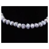 .925 Sterling Silver Clasp Genuine Cornflower Blue Pearl Necklace