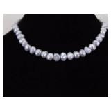 .925 Sterling Silver Clasp Genuine Cornflower Blue Pearl Necklace