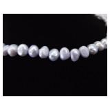 .925 Sterling Silver Clasp Genuine Cornflower Blue Pearl Necklace