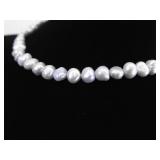 .925 Sterling Silver Clasp Genuine Cornflower Blue Pearl Necklace