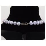 .925 Sterling Silver Clasp Genuine Cornflower Blue Pearl Necklace