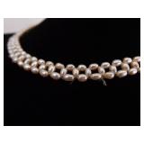 .925 Sterling Silver Clasp Genuine Pink Pearl Necklace