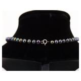 .925 Sterling Silver Clasp Genuine Freshwater Peacock Pearl Necklace
