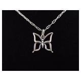 .925 Sterling Silver Butterfly Pendant Necklace