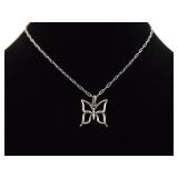 .925 Sterling Silver Butterfly Pendant Necklace