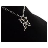 .925 Sterling Silver Butterfly Pendant Necklace