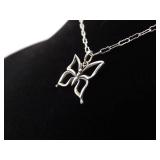 .925 Sterling Silver Butterfly Pendant Necklace