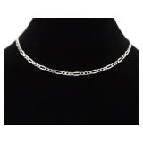 .925 Sterling Silver Styled Figaro Link Choker Necklace