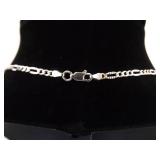 .925 Sterling Silver Styled Figaro Link Choker Necklace