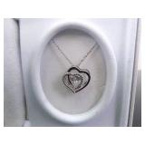 NEW .925 Sterling Silver Diamond Accented "Beat of Your Heart" Pendant Necklace