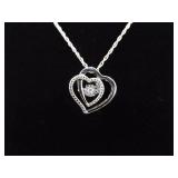 NEW .925 Sterling Silver Diamond Accented "Beat of Your Heart" Pendant Necklace
