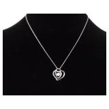 NEW .925 Sterling Silver Diamond Accented "Beat of Your Heart" Pendant Necklace