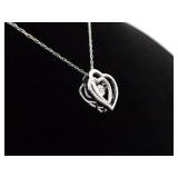 NEW .925 Sterling Silver Diamond Accented "Beat of Your Heart" Pendant Necklace