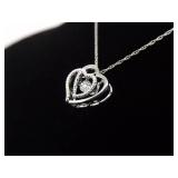 NEW .925 Sterling Silver Diamond Accented "Beat of Your Heart" Pendant Necklace