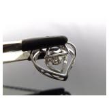 NEW .925 Sterling Silver Diamond Accented "Beat of Your Heart" Pendant Necklace