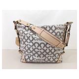 COACH Leah Op Art Coated Canvas Hobo Bag with Leather Accents