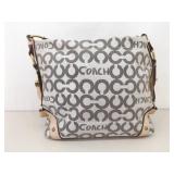 COACH Leah Op Art Coated Canvas Hobo Bag with Leather Accents