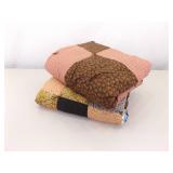 2 Medium Sized Hand Made Patchwork Quilts