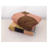 2 Medium Sized Hand Made Patchwork Quilts