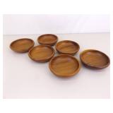 Vintage Richmond Cedar Works 9" Wood Bowl and 6 Upsala Teak Wood 5.25" Bowls