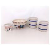 Lot of Misc. Vintage Roseville Pottery Hand Painted etc. Stoneware Bowl and Jars