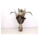 Lot of 3 Vintage Vases Full of Peacock etc. Feathers