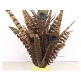 Lot of 3 Vintage Vases Full of Peacock etc. Feathers
