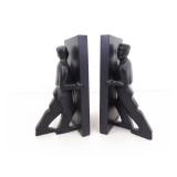 2 Vintage Kikkerland Brutalist Pushing Men Bookends By Chris Collicott