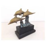 6.75" Tall Mounted Brass Dolphin Sculpture